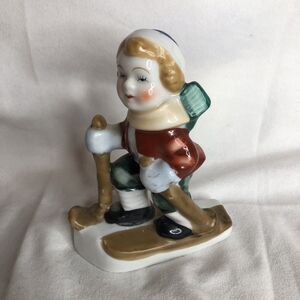Vintage Skiing Boy Figurine Made in Occupied Japan